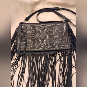 Black Fringe Studded Bag